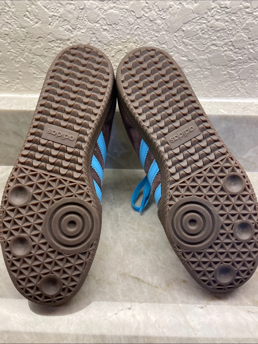 adidas Samba Brown Sneakers with Bright Blue Accents